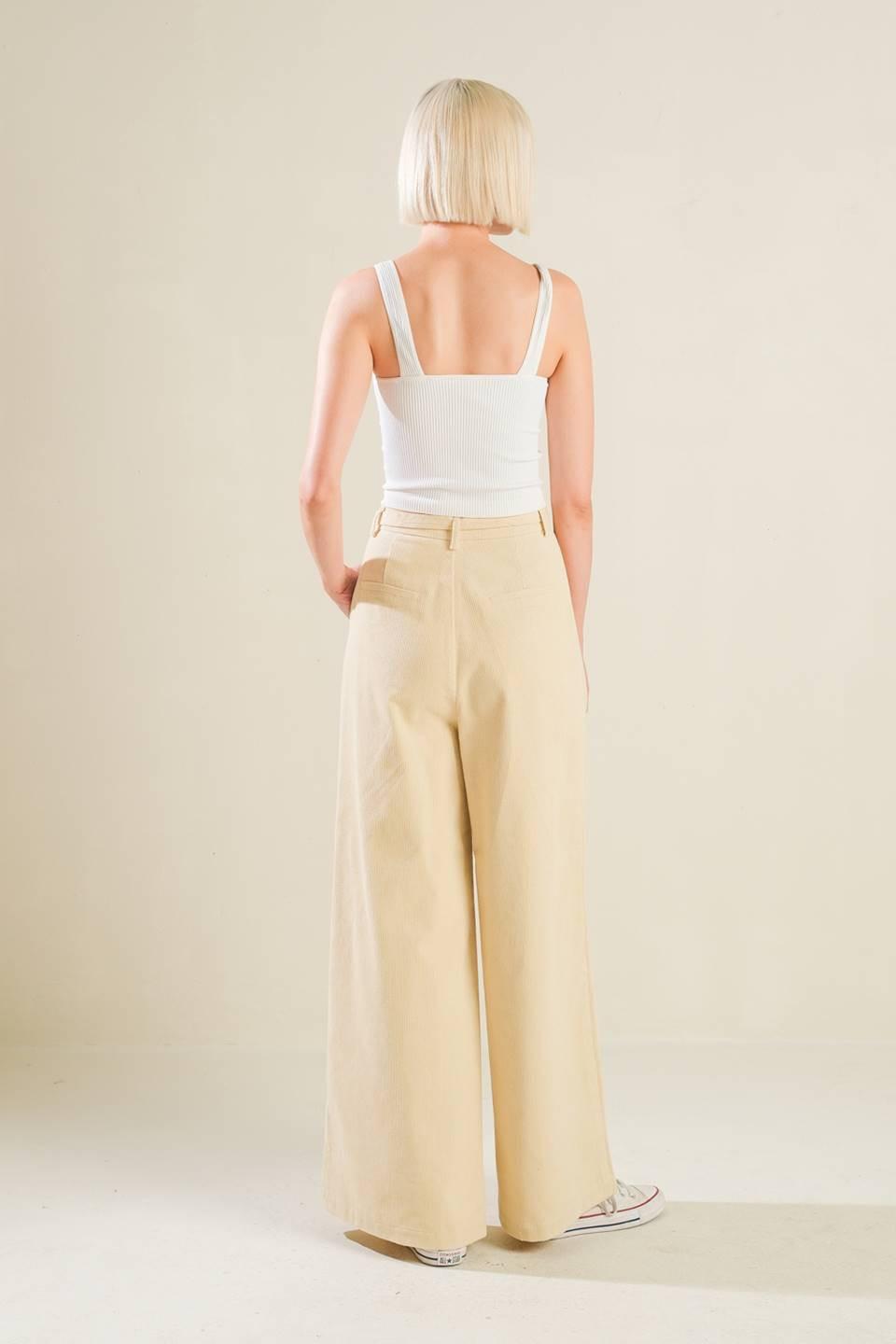 The Fame Woven Pants in beige, view 6 — Soul Flow Apparel