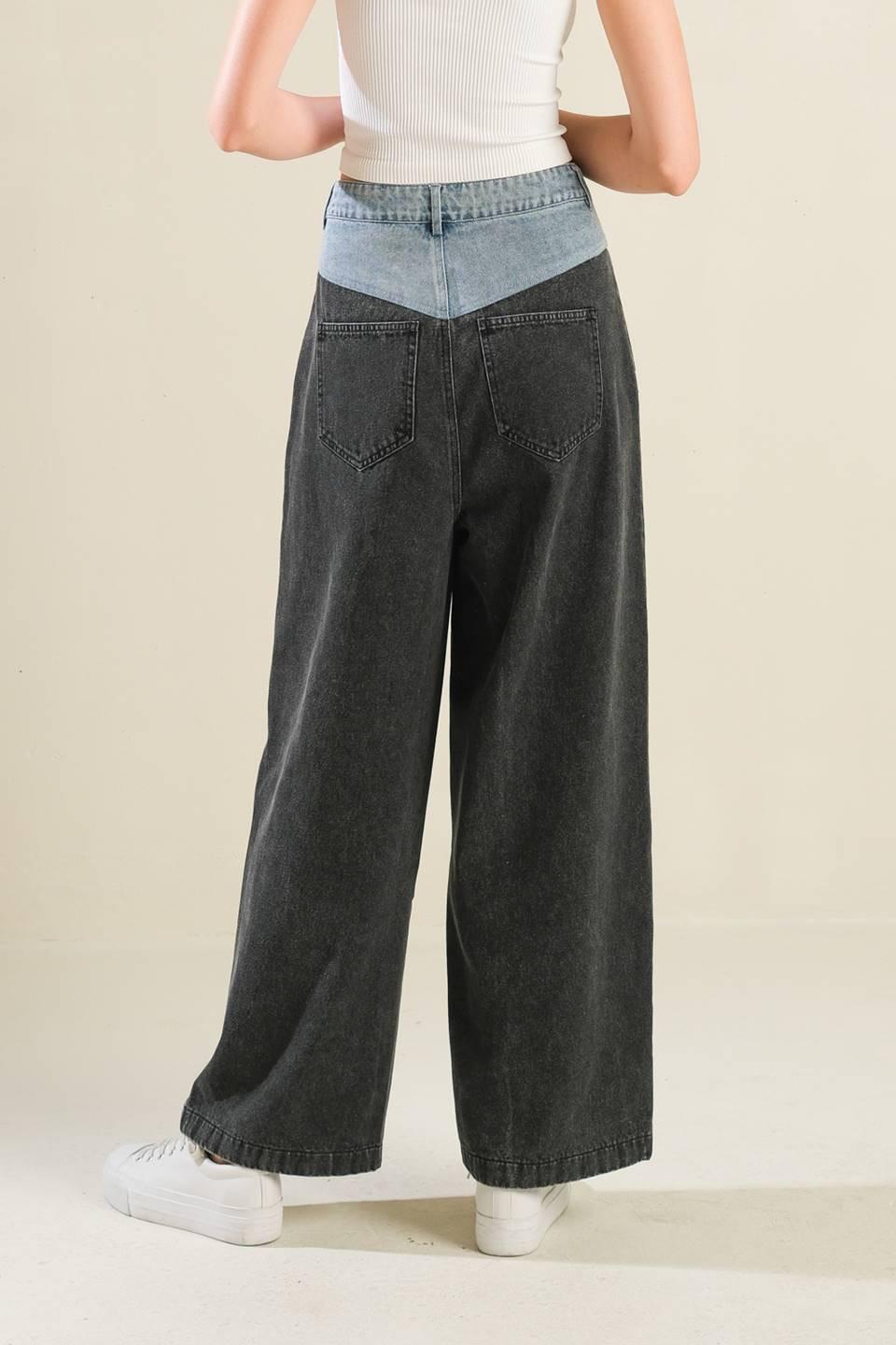Take Me Back to Denim Pants in black, view 2 — Soul Flow Apparel