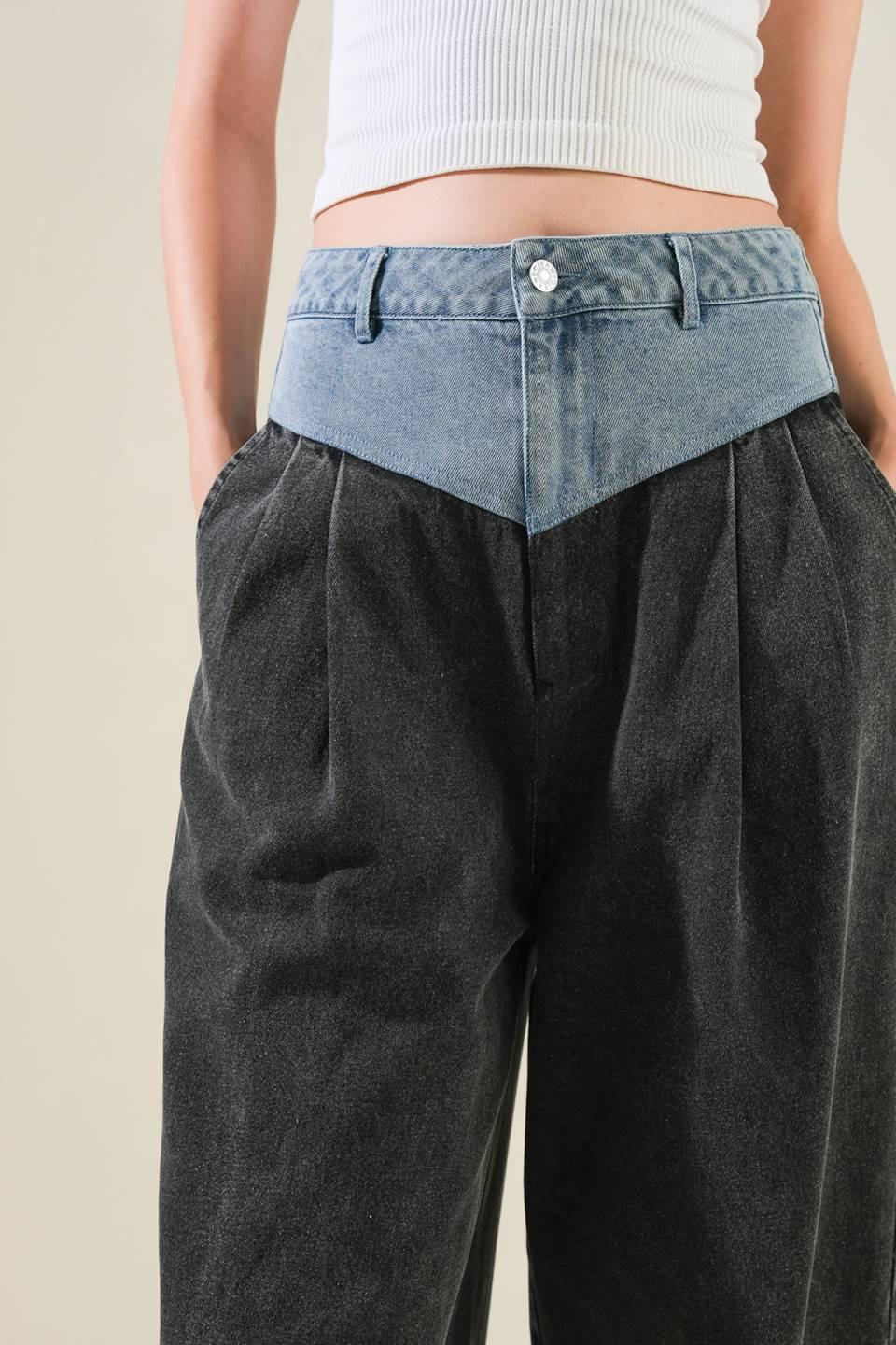 Take Me Back to Denim Pants in black, view 4 — Soul Flow Apparel