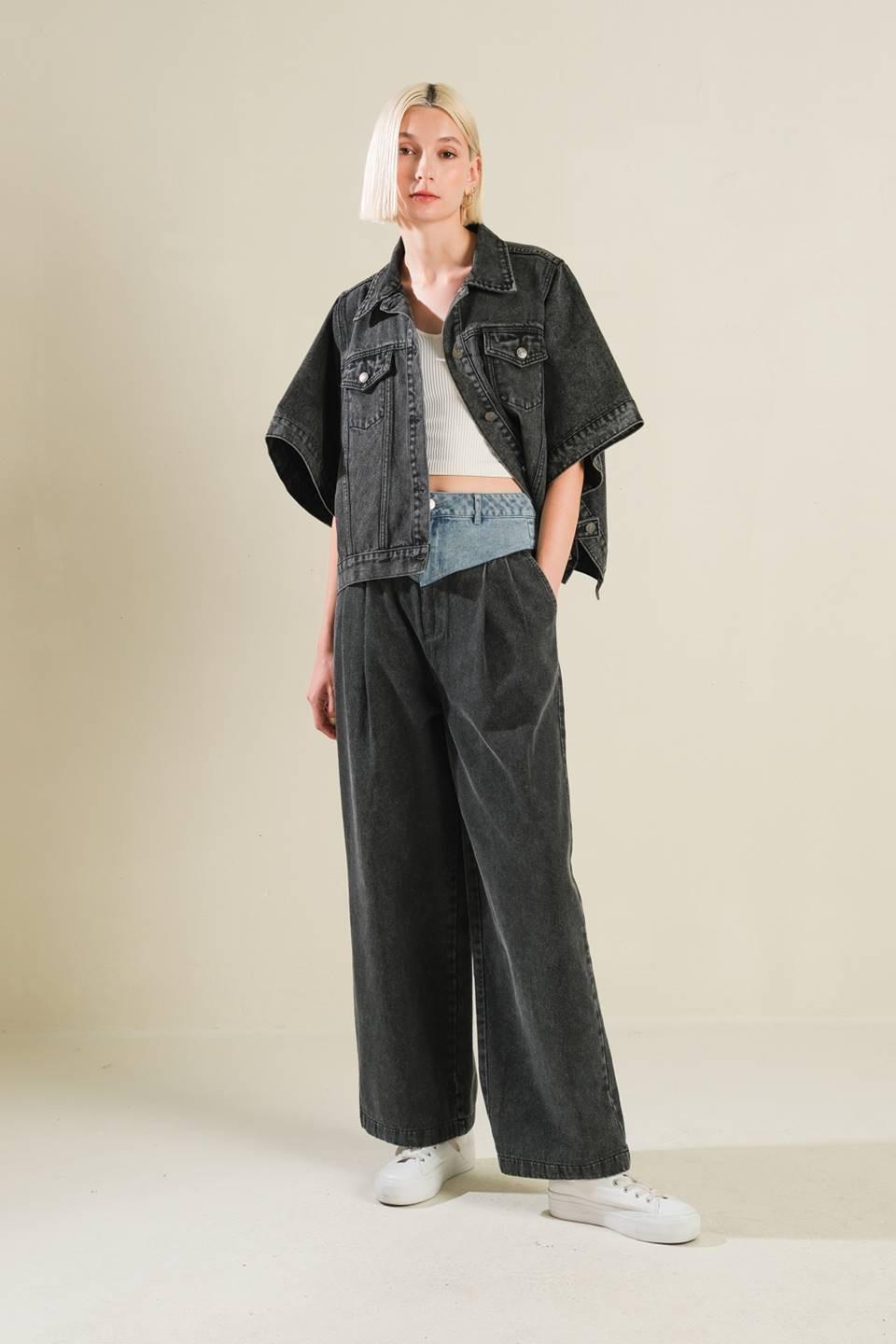 Take Me Back to Denim Pants in black, view 5 — Soul Flow Apparel