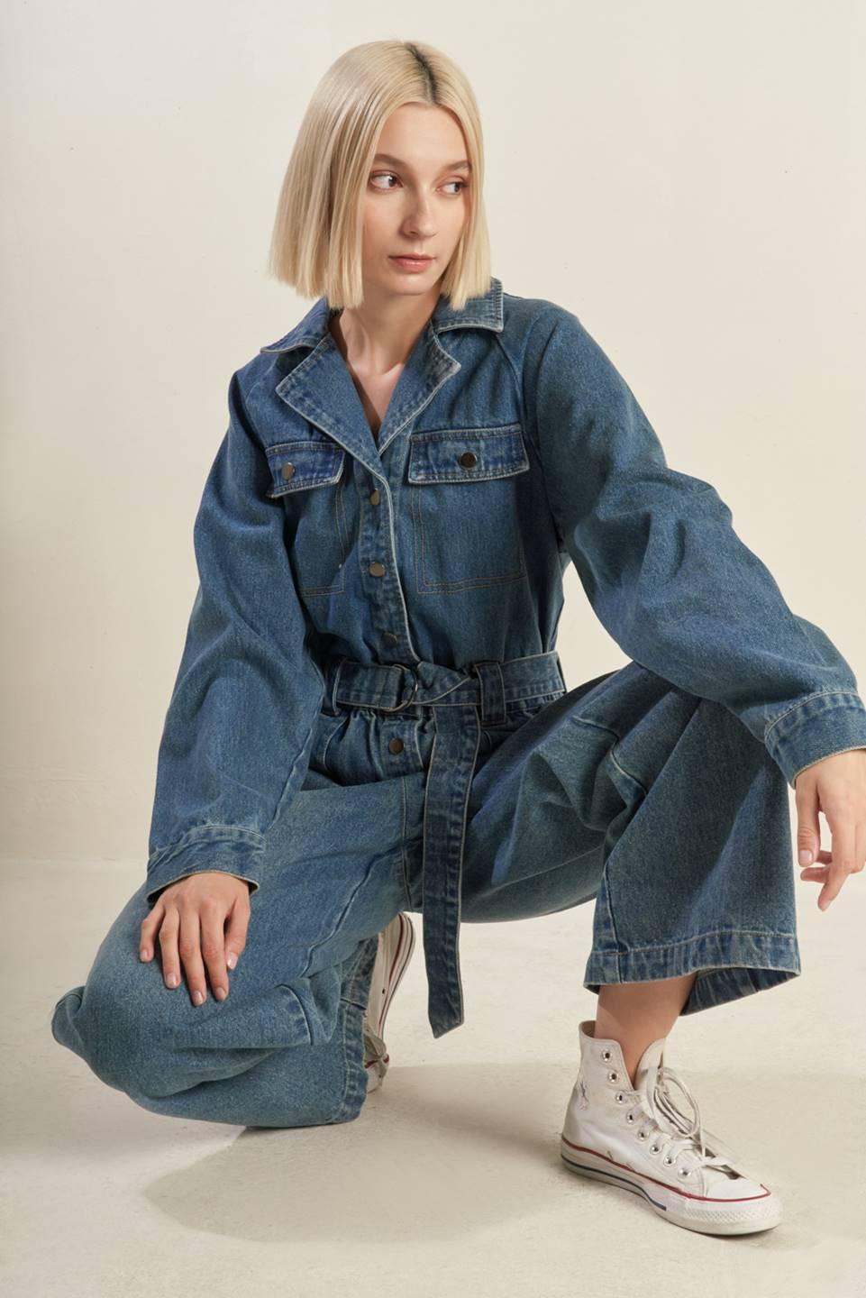 Perfect Meet Denim Jumpsuit in indigo, view 6 — Soul Flow Apparel