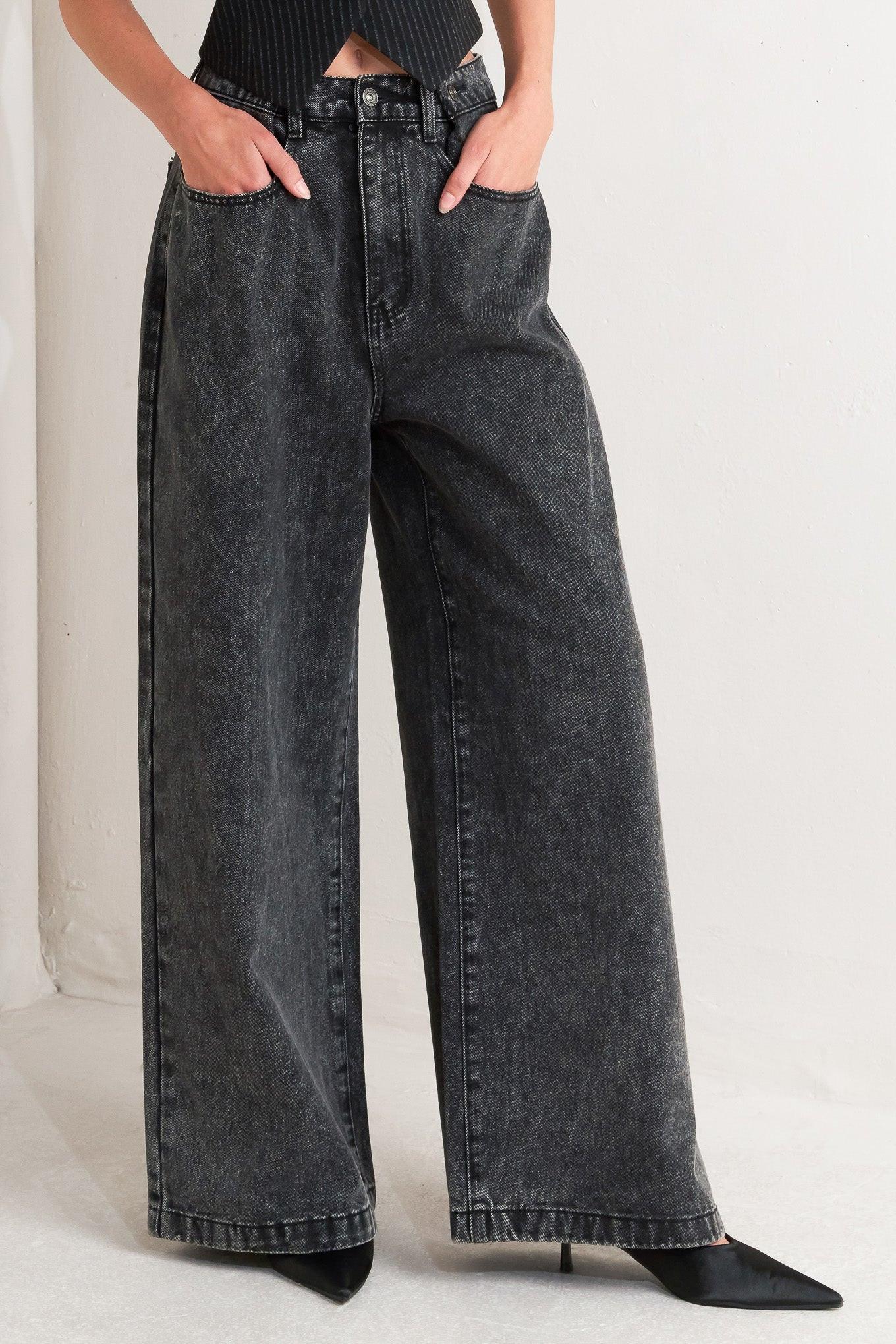 Take My Word Denim Pants in charcoal, view 4 — Soul Flow Apparel
