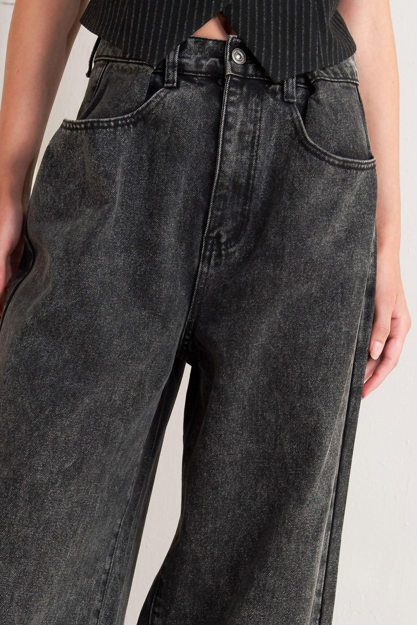 Take My Word Denim Pants in charcoal, view 5 — Soul Flow Apparel