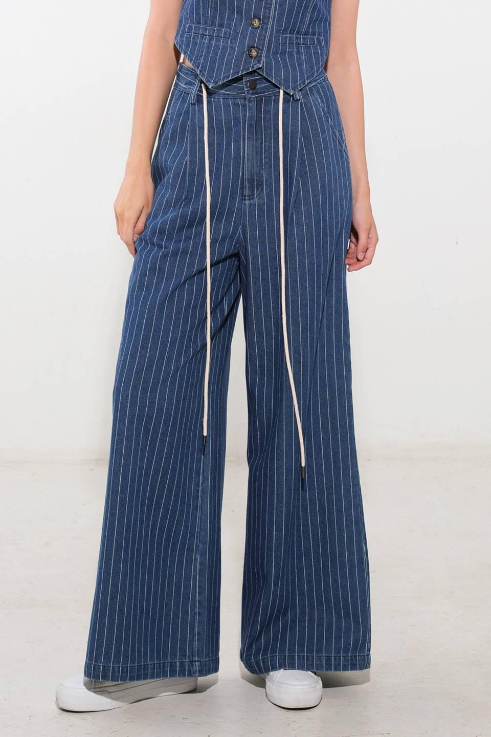 I Still Believe Denim Pants in medium indigo, view 1 — Soul Flow Apparel