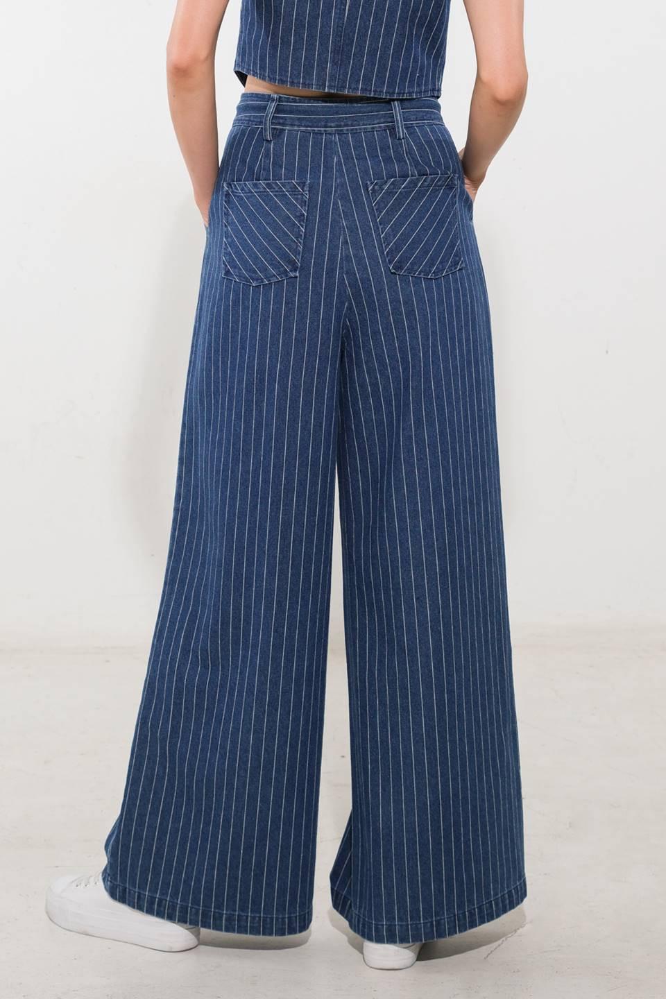 I Still Believe Denim Pants in medium indigo, view 2 — Soul Flow Apparel