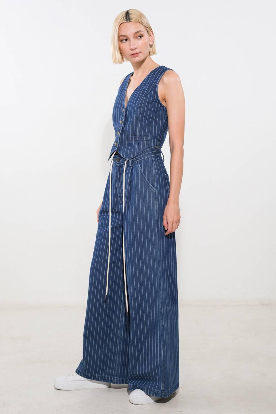 I Still Believe Denim Pants in medium indigo, view 3 — Soul Flow Apparel
