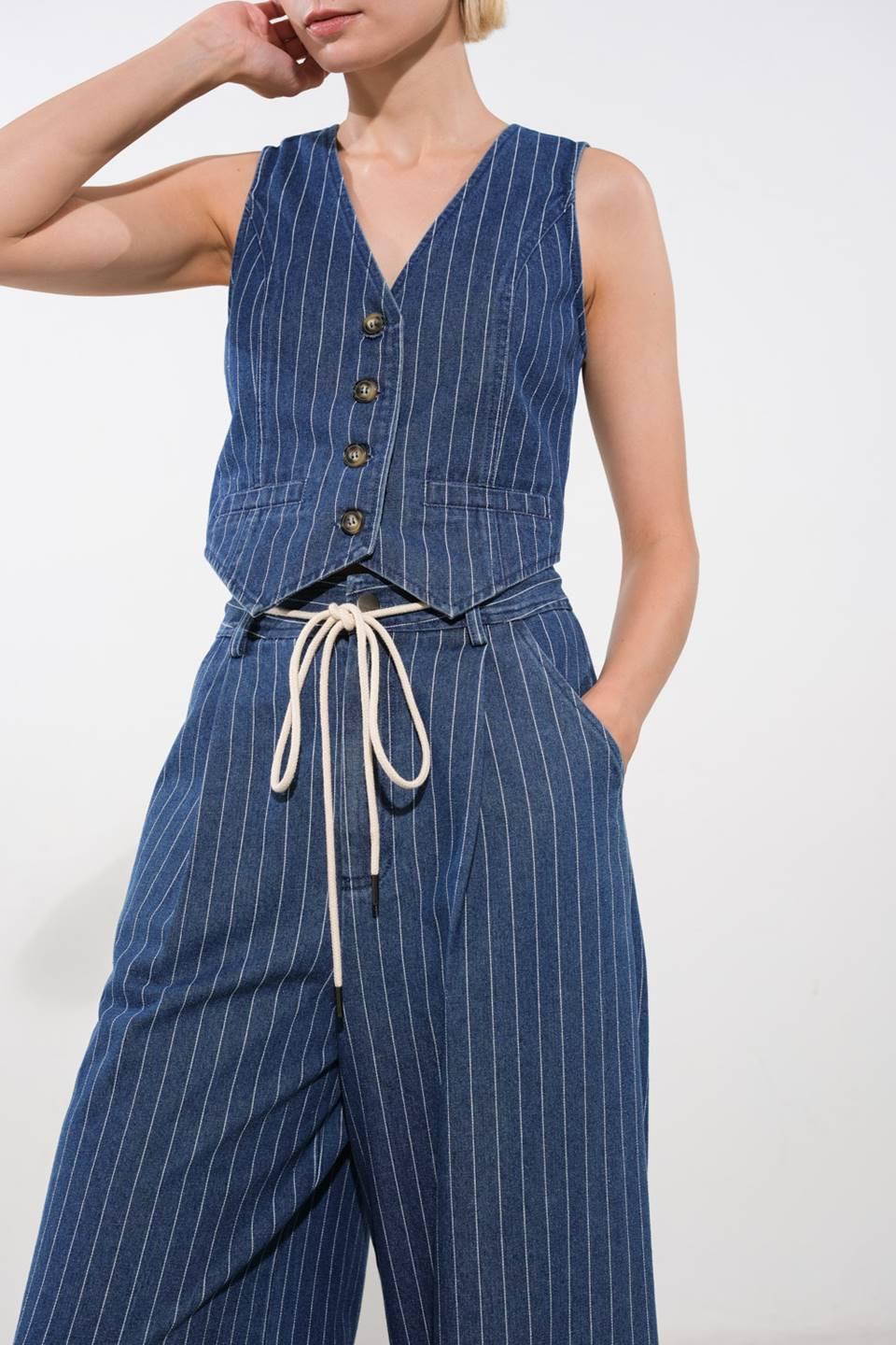 I Still Believe Denim Pants in medium indigo, view 4 — Soul Flow Apparel