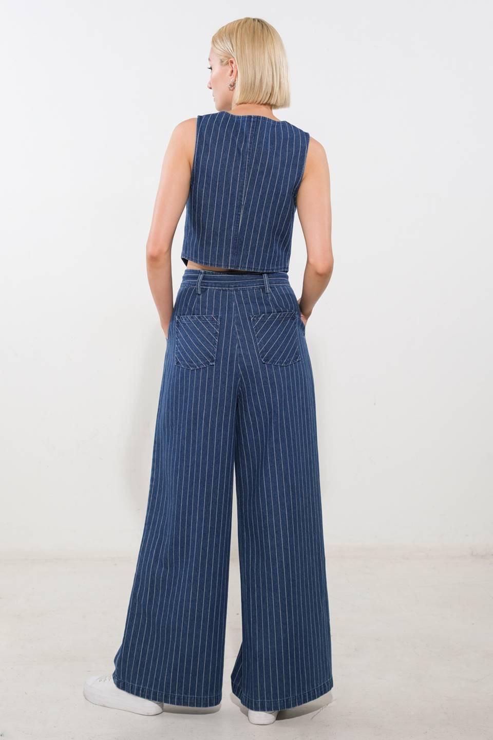 I Still Believe Denim Pants in medium indigo, view 6 — Soul Flow Apparel