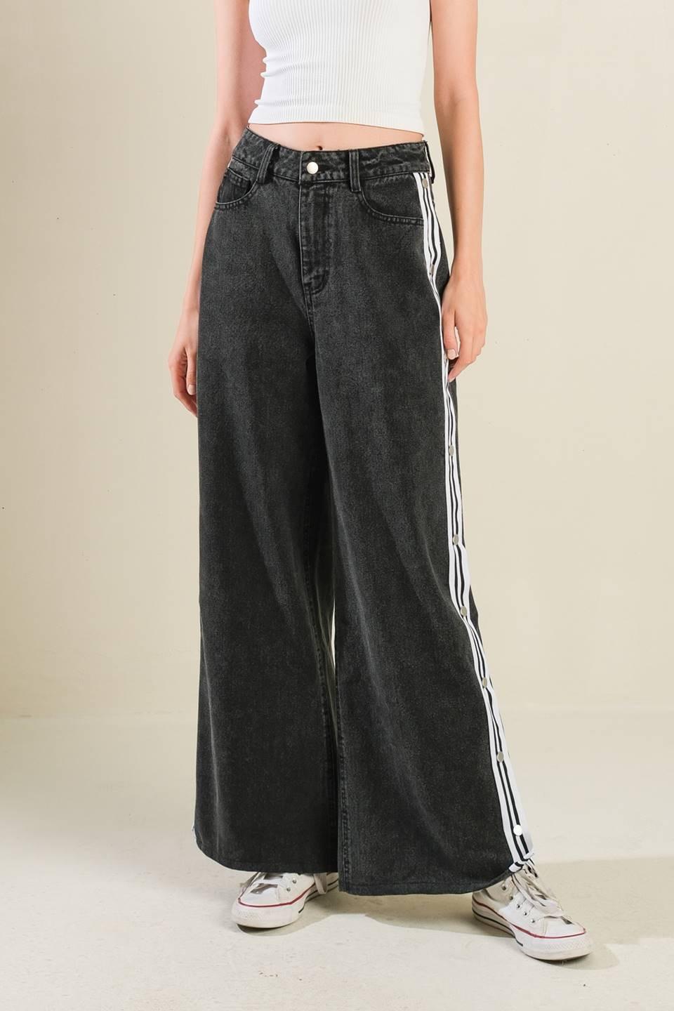 Elegant Elevation Denim Pants in black, view 1 — Soul Flow Apparel