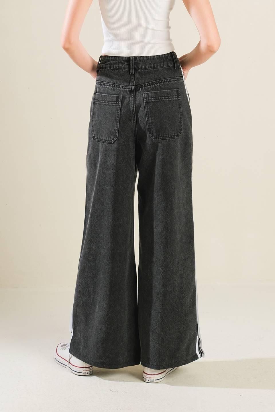 Elegant Elevation Denim Pants in black, view 2 — Soul Flow Apparel