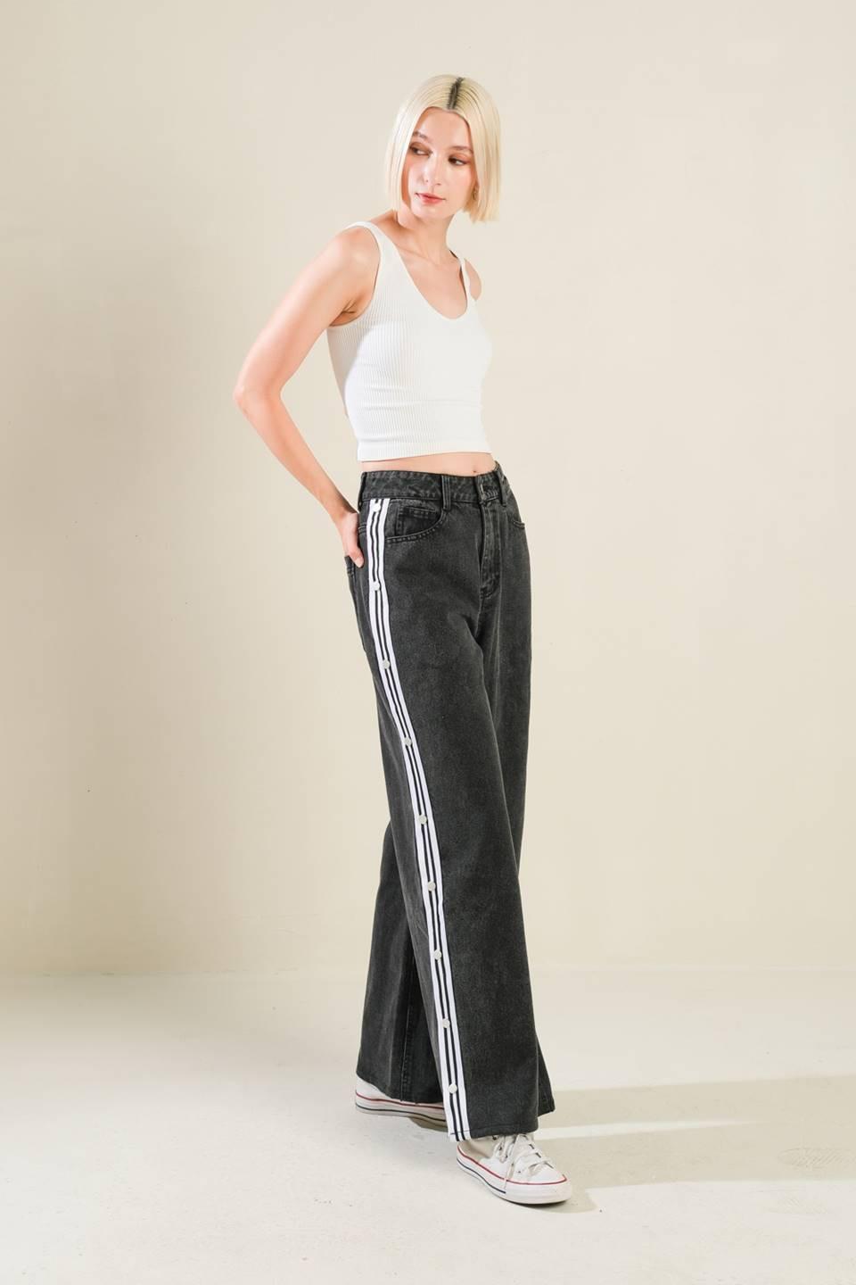 Elegant Elevation Denim Pants in black, view 3 — Soul Flow Apparel