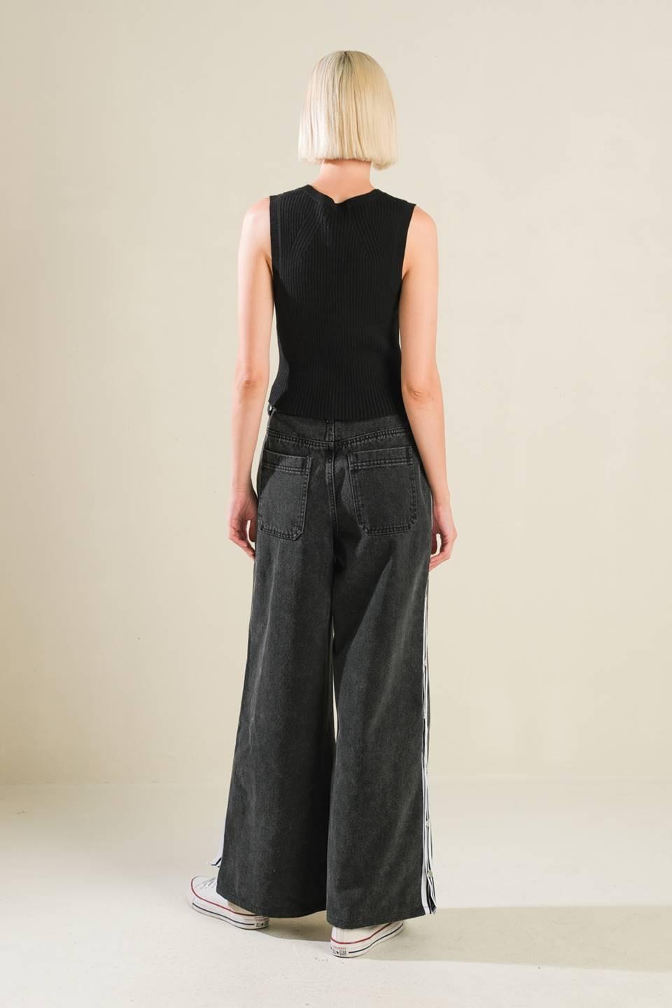 Elegant Elevation Denim Pants in black, view 6 — Soul Flow Apparel
