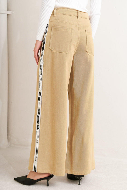 Elegant Elevation Woven Twill Pants in beige, view 2 — Soul Flow Apparel