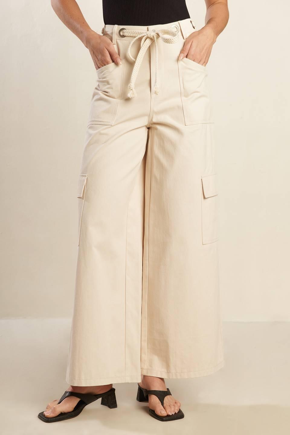 Colette Dream Woven Pants in ecru, view 1 — Soul Flow Apparel
