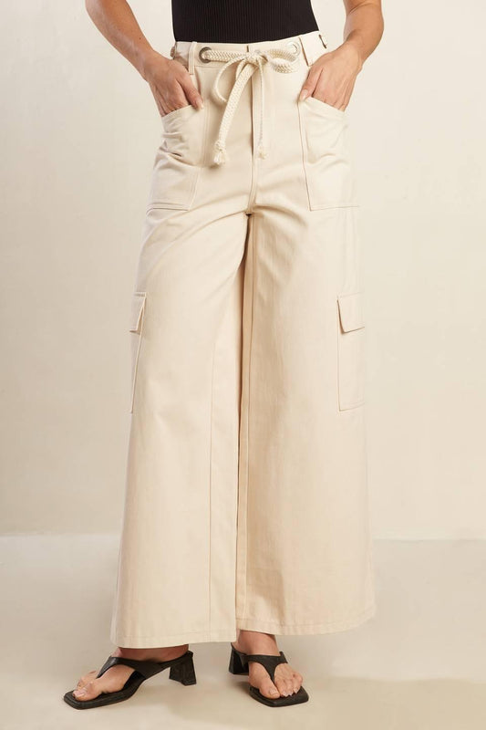 Colette Dream Woven Pants in ecru, view 1 — Soul Flow Apparel