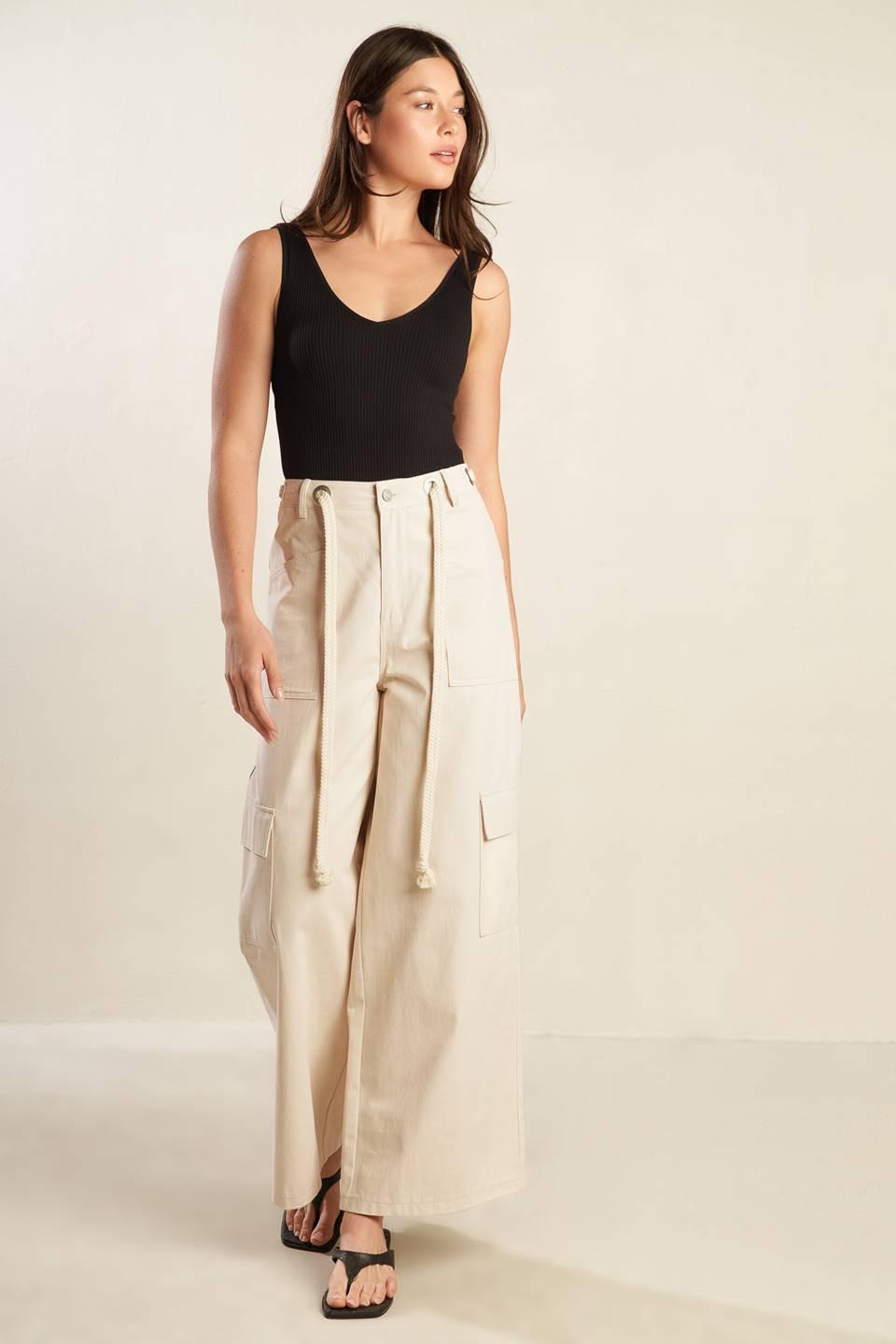 Colette Dream Woven Pants in ecru, view 2 — Soul Flow Apparel
