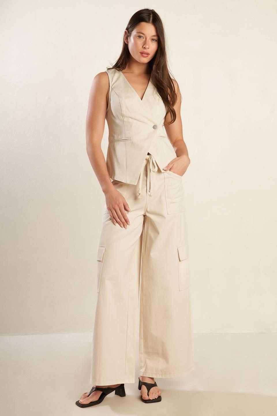Colette Dream Woven Pants in ecru, view 3 — Soul Flow Apparel