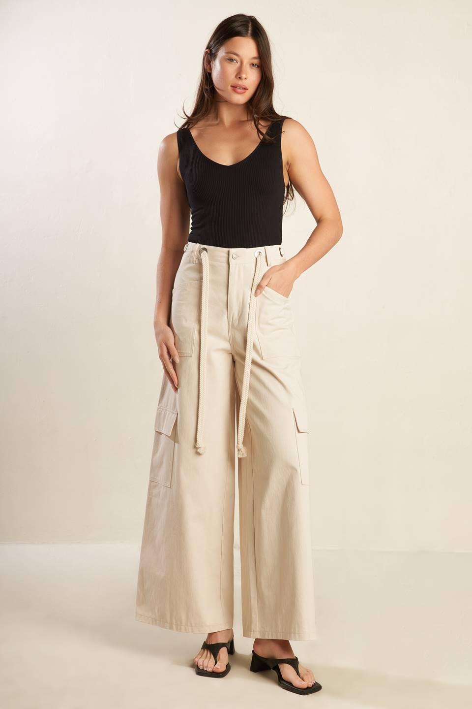 Colette Dream Woven Pants in ecru, view 6 — Soul Flow Apparel