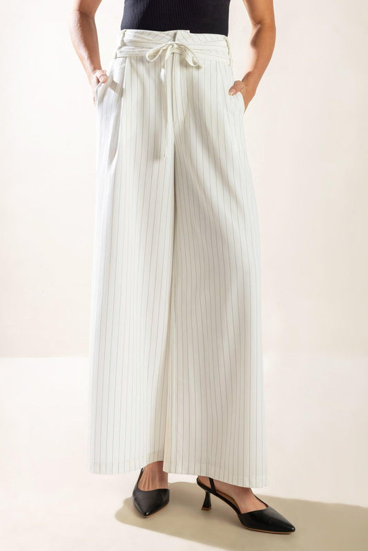 Dinner Date Woven Pants in white black, view 2 — Soul Flow Apparel