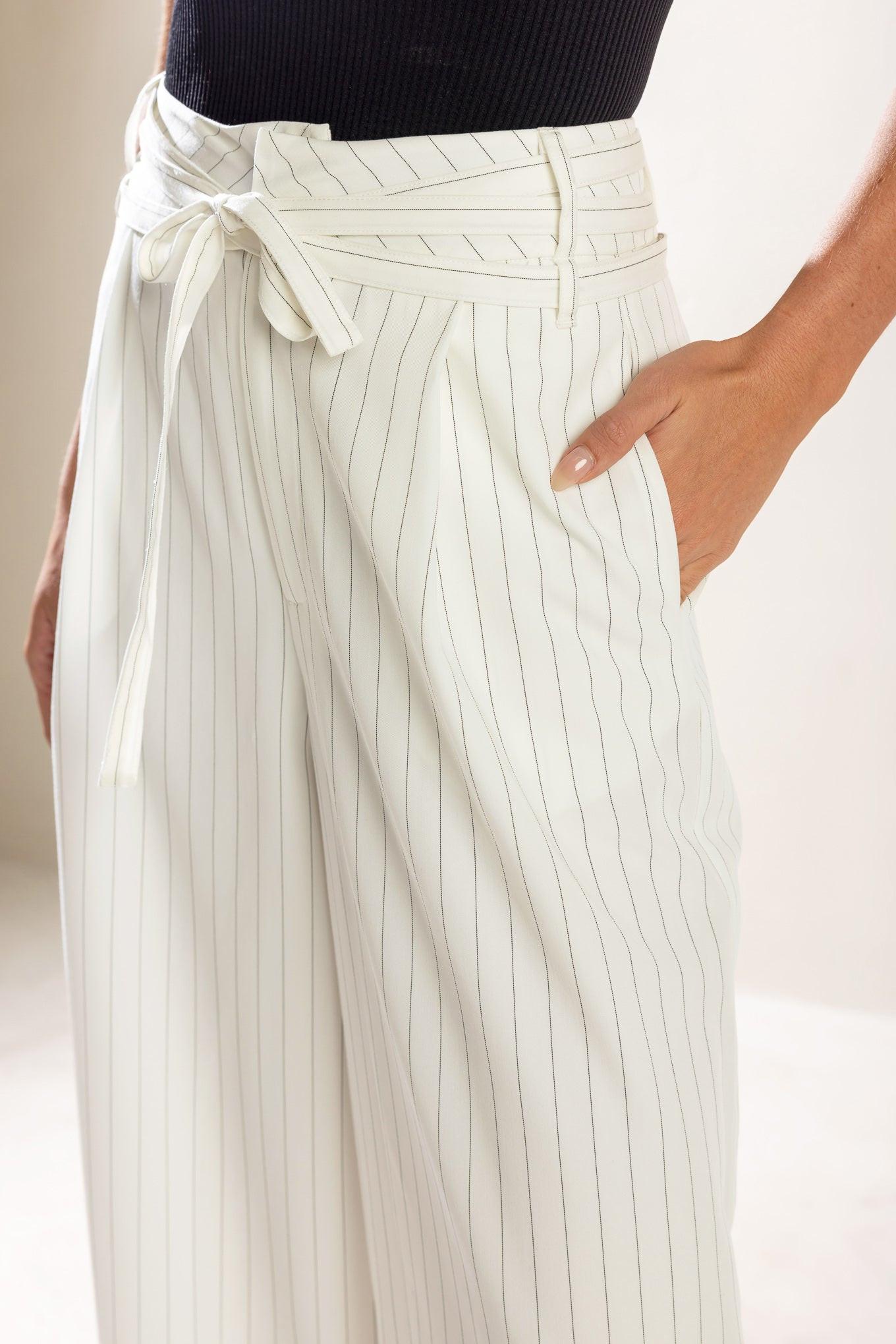 Dinner Date Woven Pants in white black, view 6 — Soul Flow Apparel