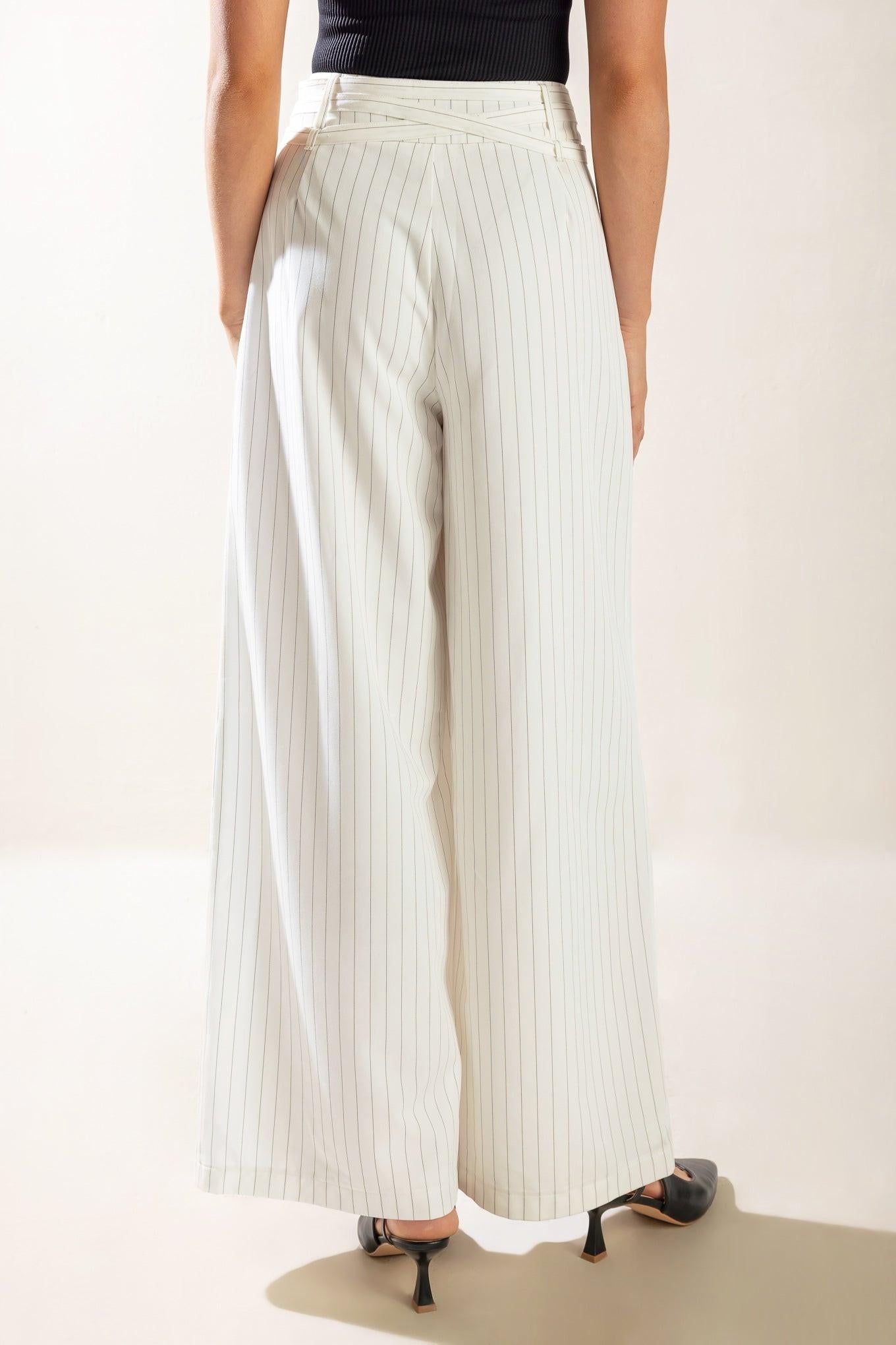 Dinner Date Woven Pants in white black, view 7 — Soul Flow Apparel
