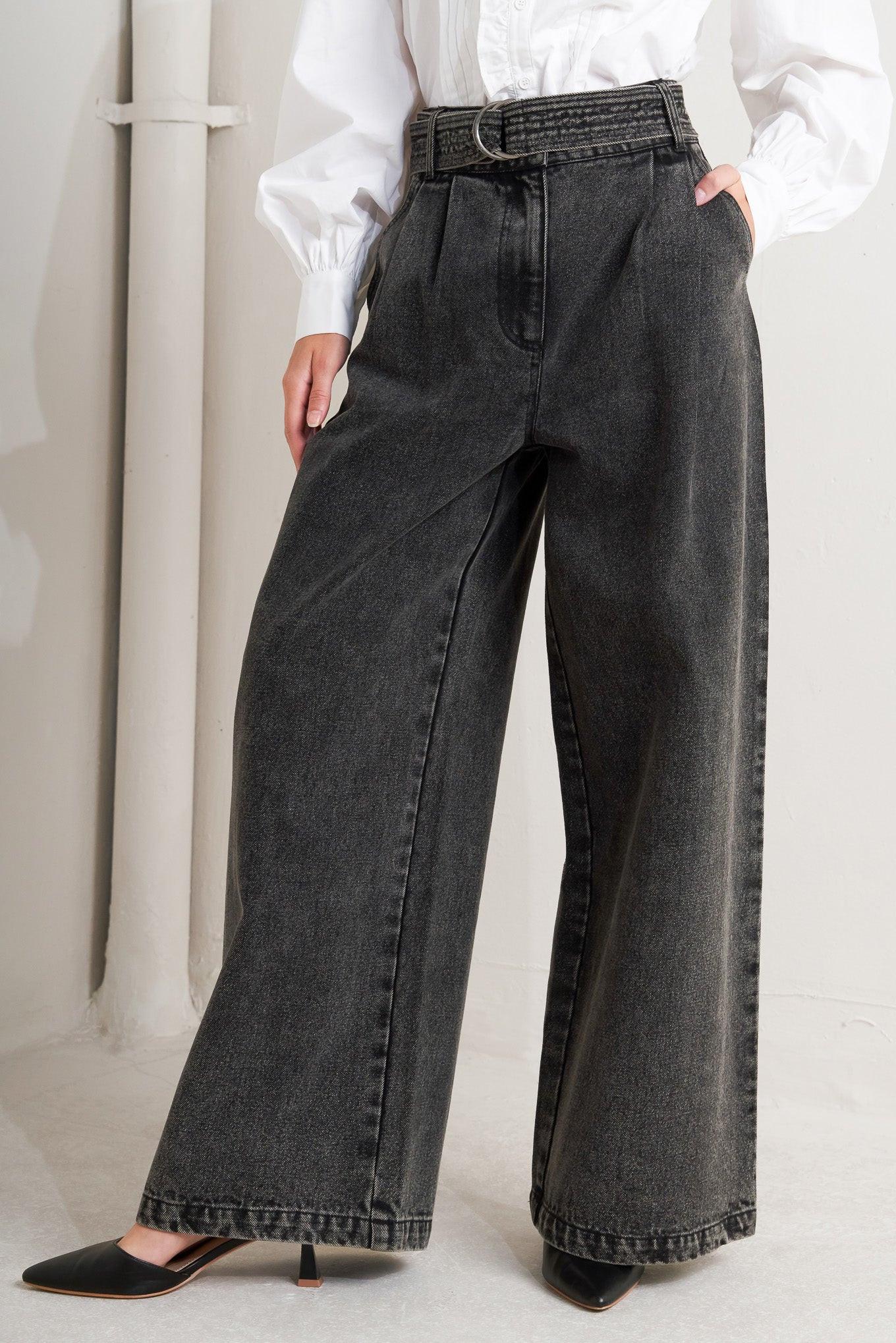 Think of Me Denim Pants in charcoal, view 2 — Soul Flow Apparel