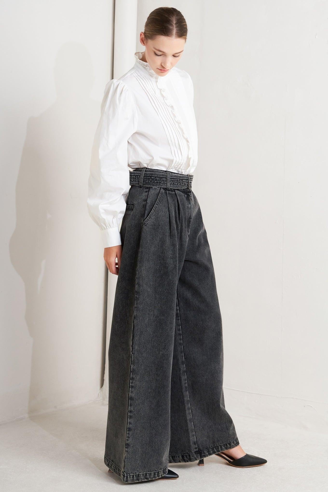 Think of Me Denim Pants in charcoal, view 3 — Soul Flow Apparel