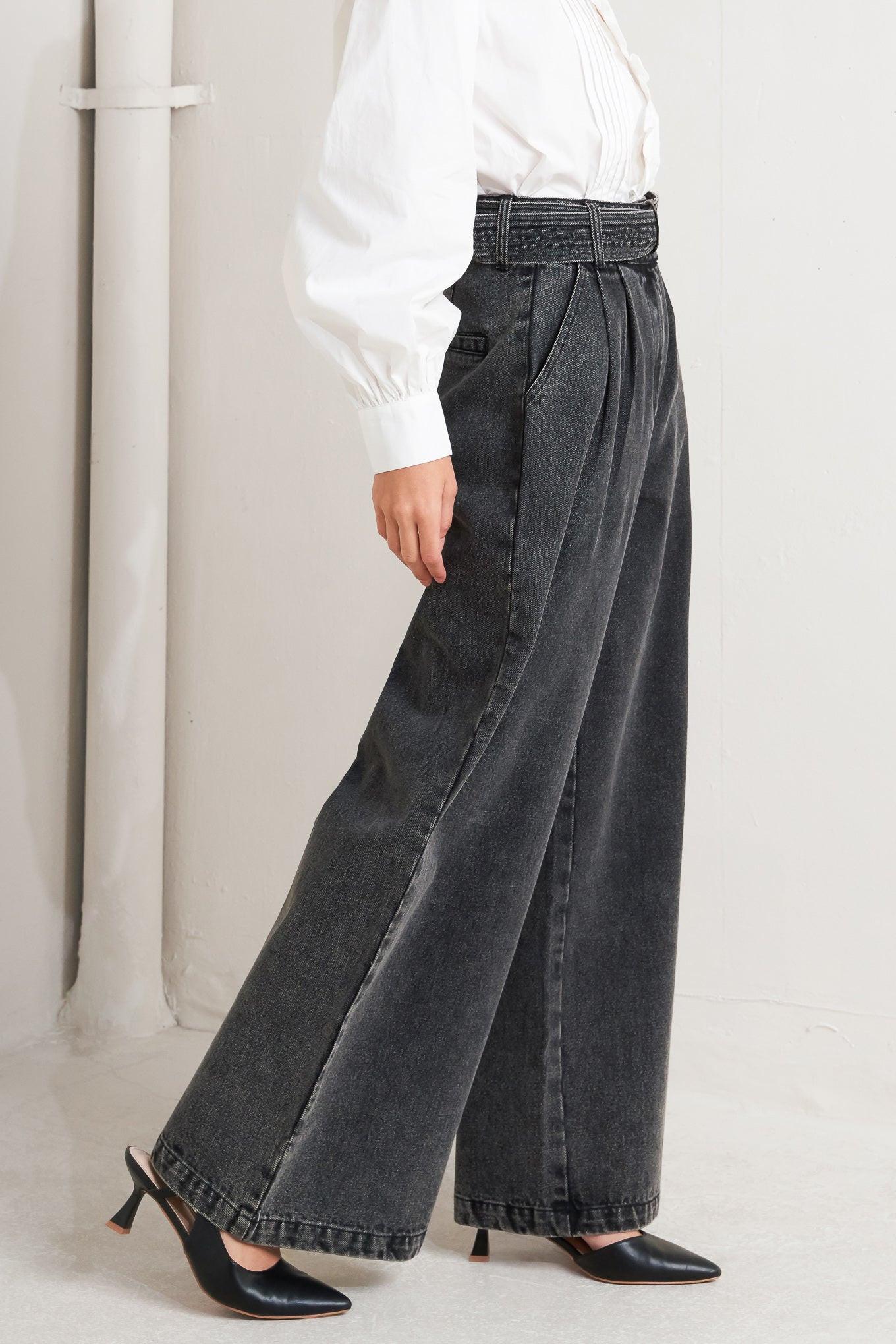 Think of Me Denim Pants in charcoal, view 4 — Soul Flow Apparel