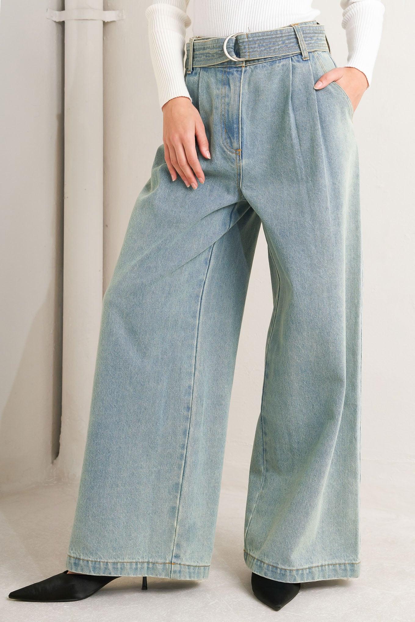 Think of Me Denim Pants in medium indigo, view 1 — Soul Flow Apparel
