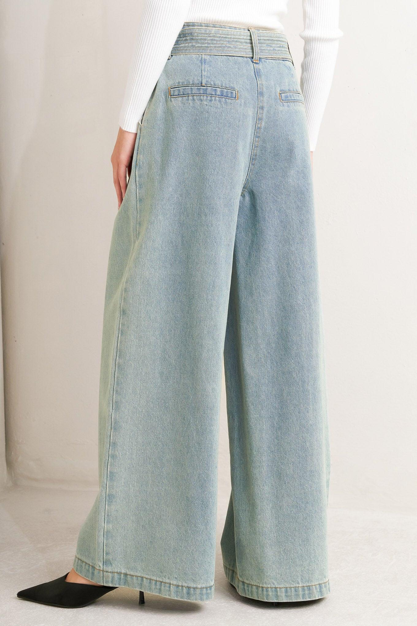 Think of Me Denim Pants in medium indigo, view 3 — Soul Flow Apparel