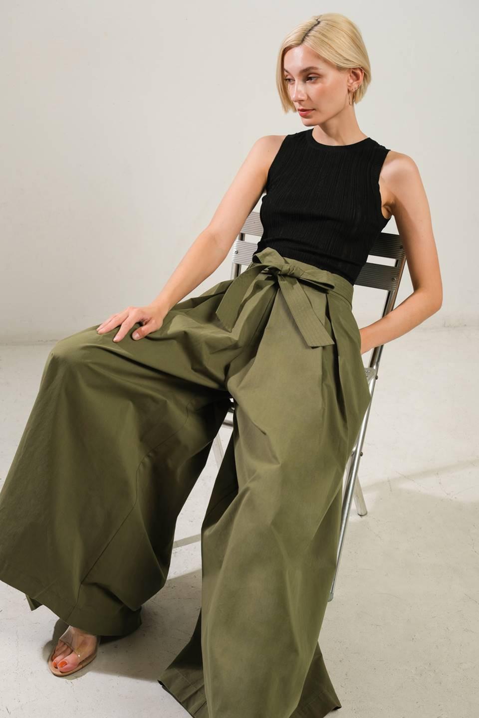 Closer to You Wide Leg Pants in olive, view 8 — Soul Flow Apparel
