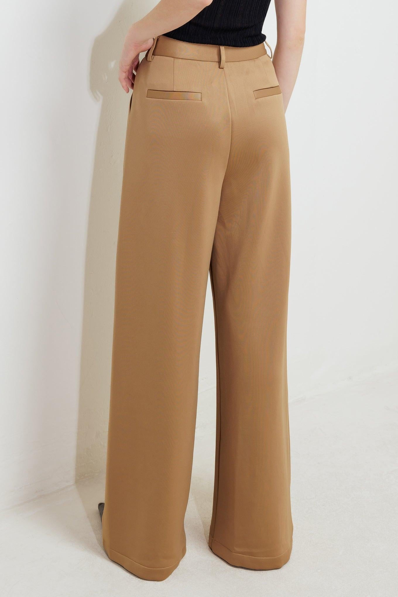Romantic Petal Woven Pants in camel, view 8 — Soul Flow Apparel