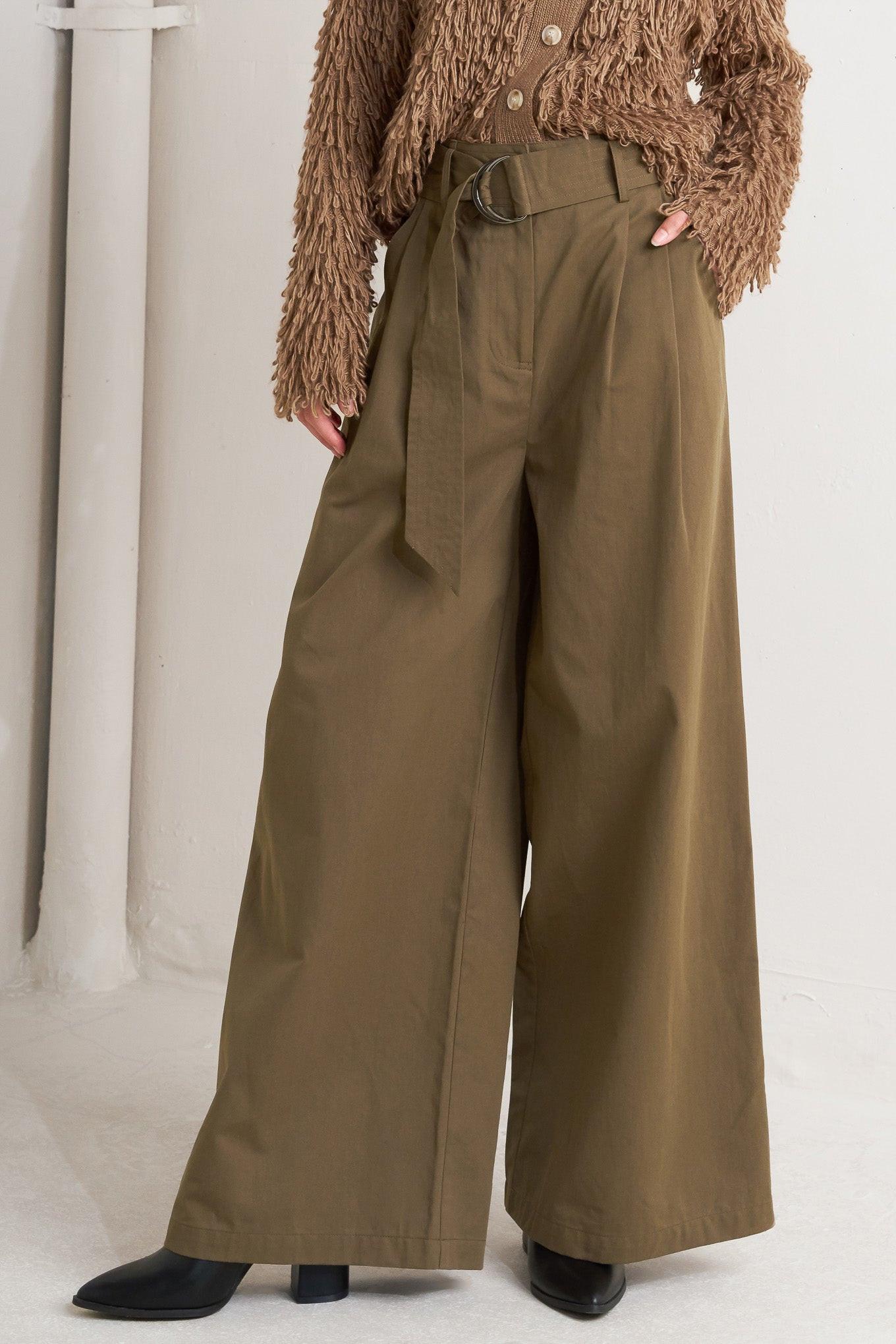 Elegance Unveiled Woven Pants in brown, view 1 — Soul Flow Apparel