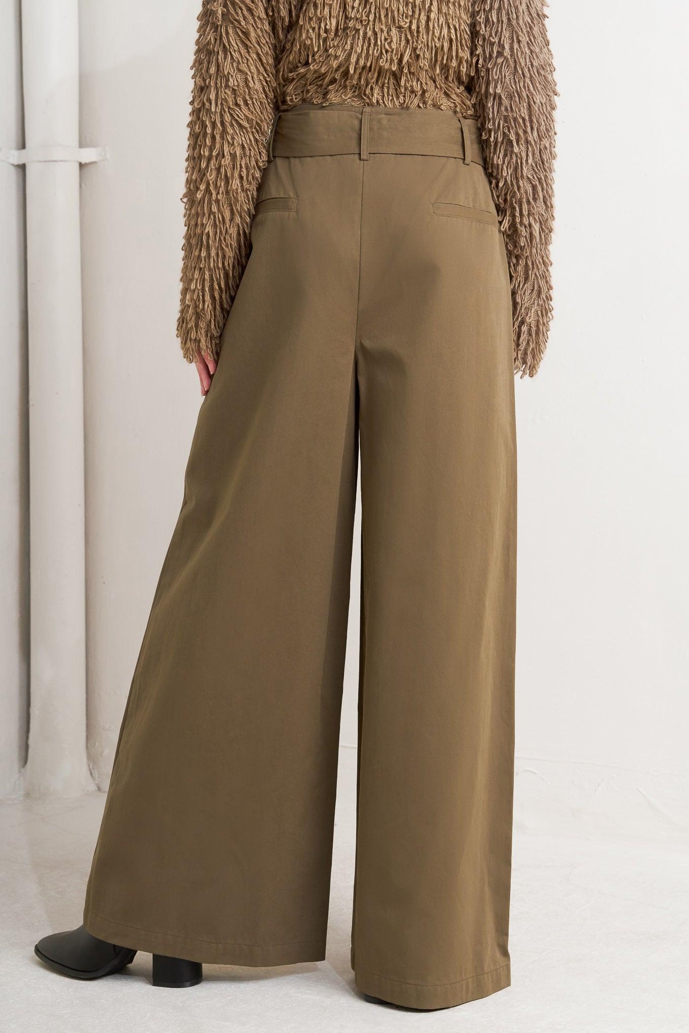 Elegance Unveiled Woven Pants in brown, view 2 — Soul Flow Apparel