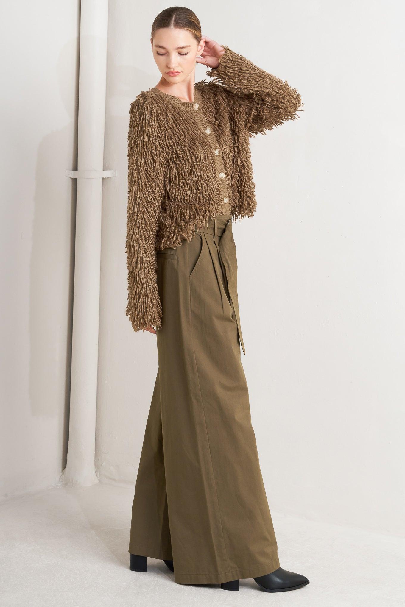 Elegance Unveiled Woven Pants in brown, view 3 — Soul Flow Apparel