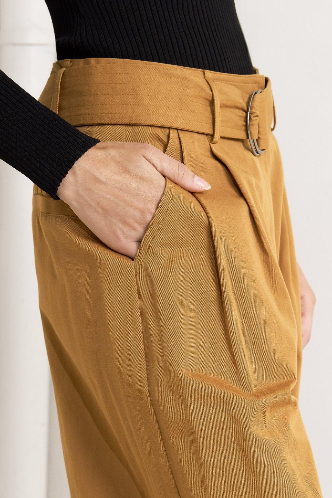 Elegance Unveiled Woven Pants in camel, view 2 — Soul Flow Apparel