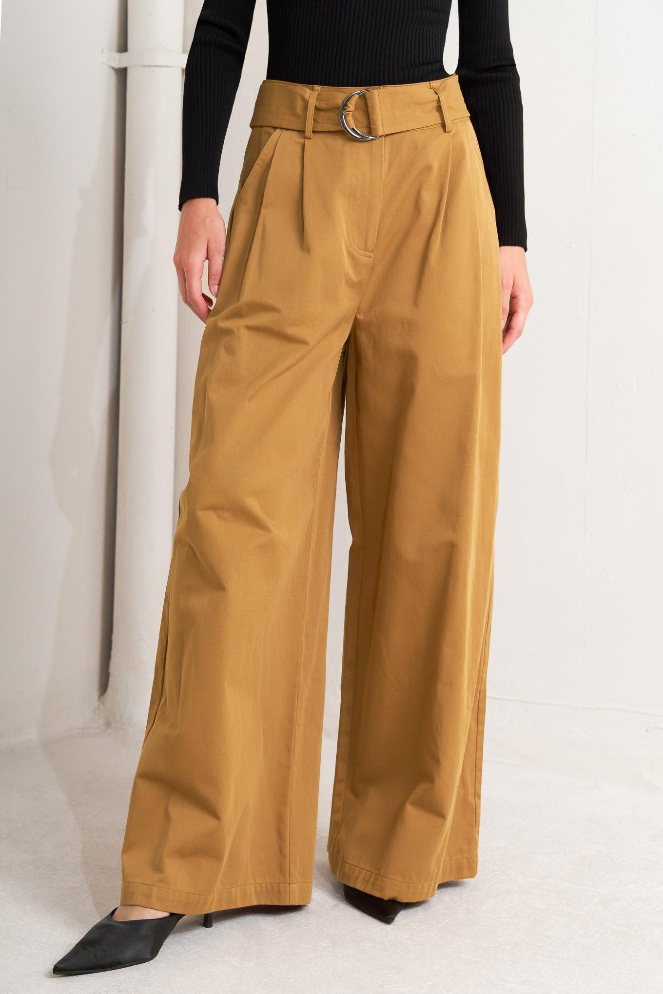 Elegance Unveiled Woven Pants in camel, view 5 — Soul Flow Apparel