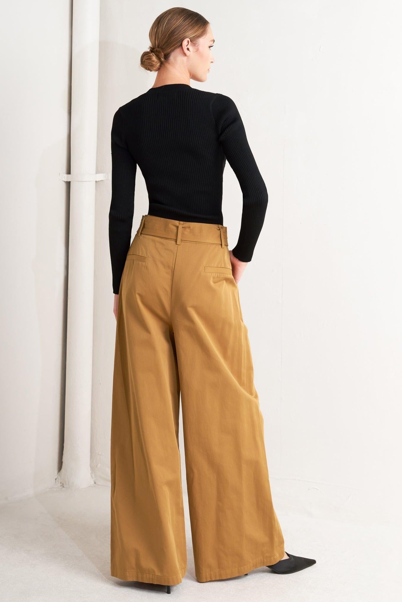 Elegance Unveiled Woven Pants in camel, view 6 — Soul Flow Apparel