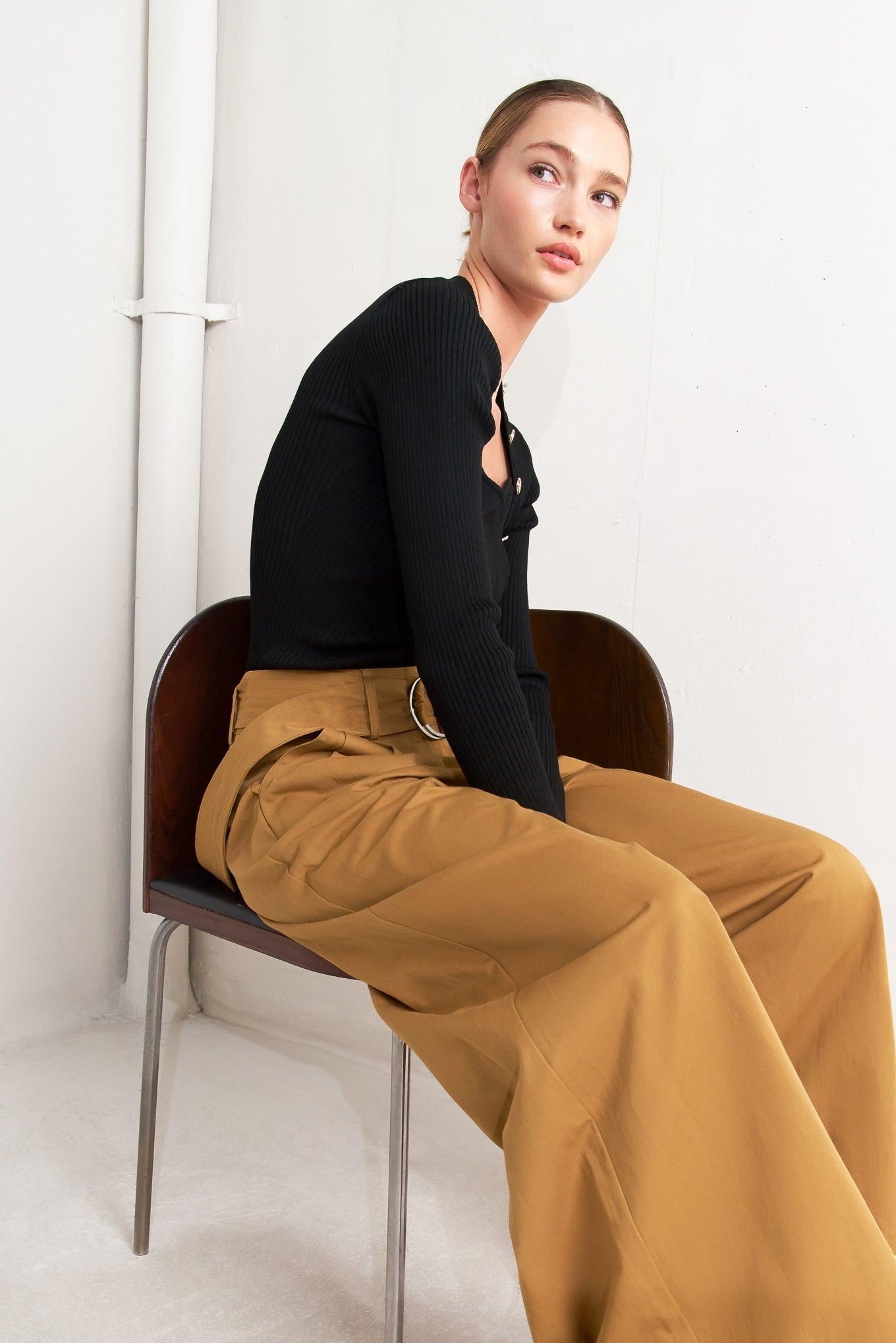 Elegance Unveiled Woven Pants in camel, view 9 — Soul Flow Apparel