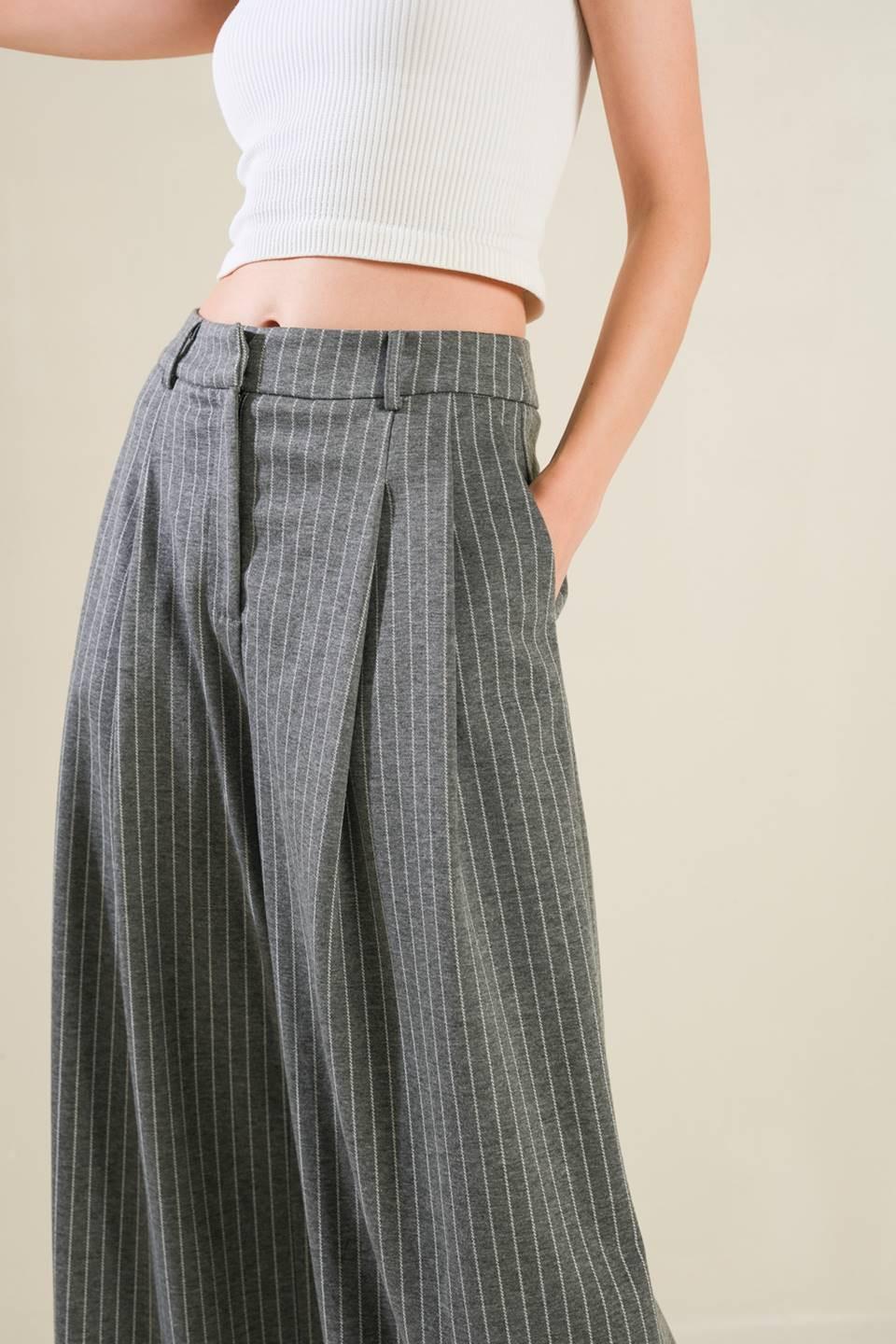 Wanna Be Loved Woven Pants in grey white, view 4 — Soul Flow Apparel