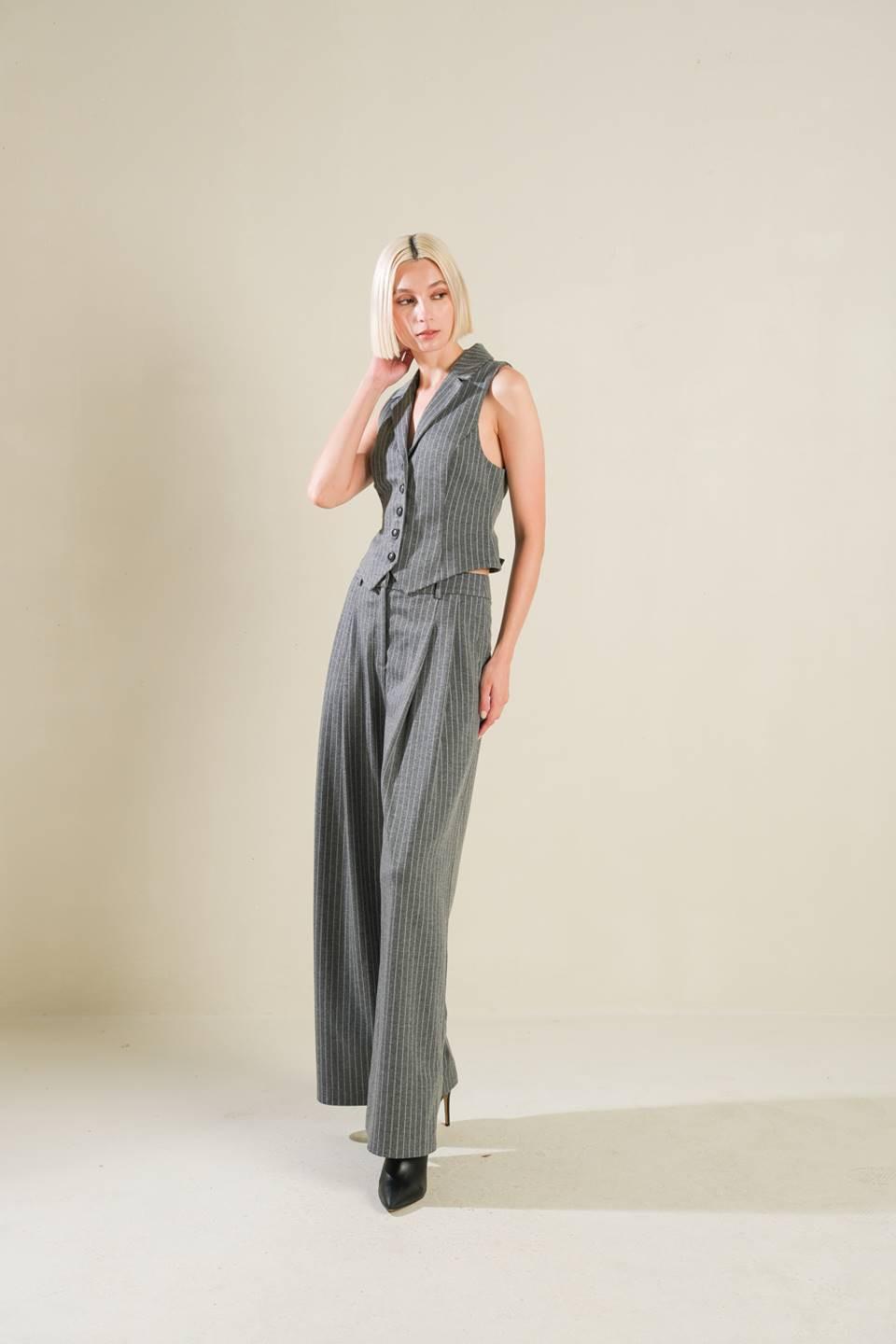 Wanna Be Loved Woven Pants in grey white, view 6 — Soul Flow Apparel