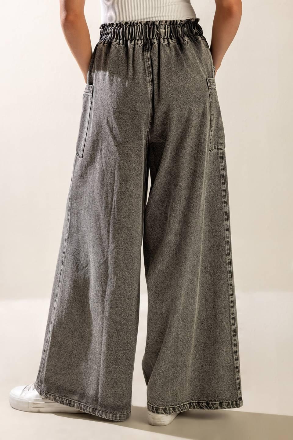 Exploring the City Denim Pants in grey, view 5 — Soul Flow Apparel