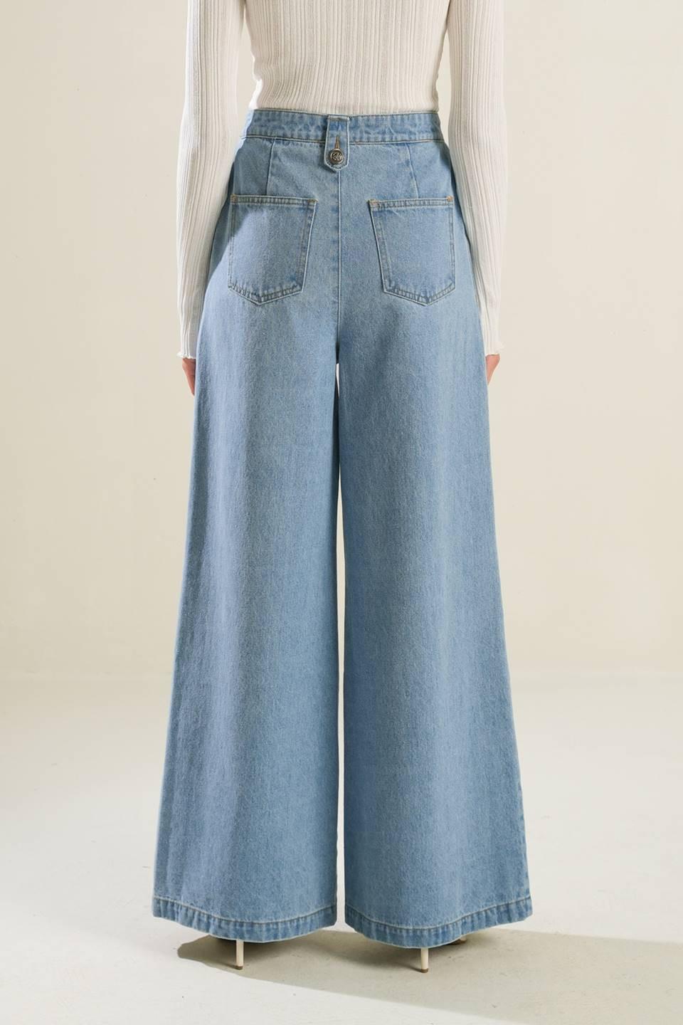 Adventure Awaits Denim Pants in blue, view 2 — Soul Flow Apparel