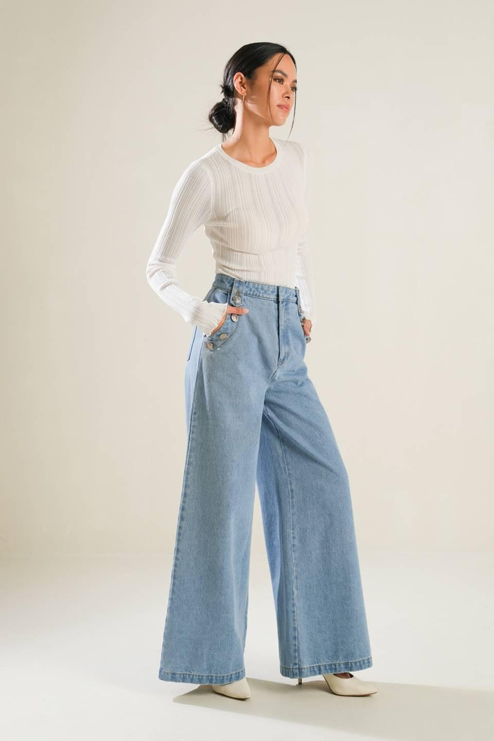 Adventure Awaits Denim Pants in blue, view 3 — Soul Flow Apparel