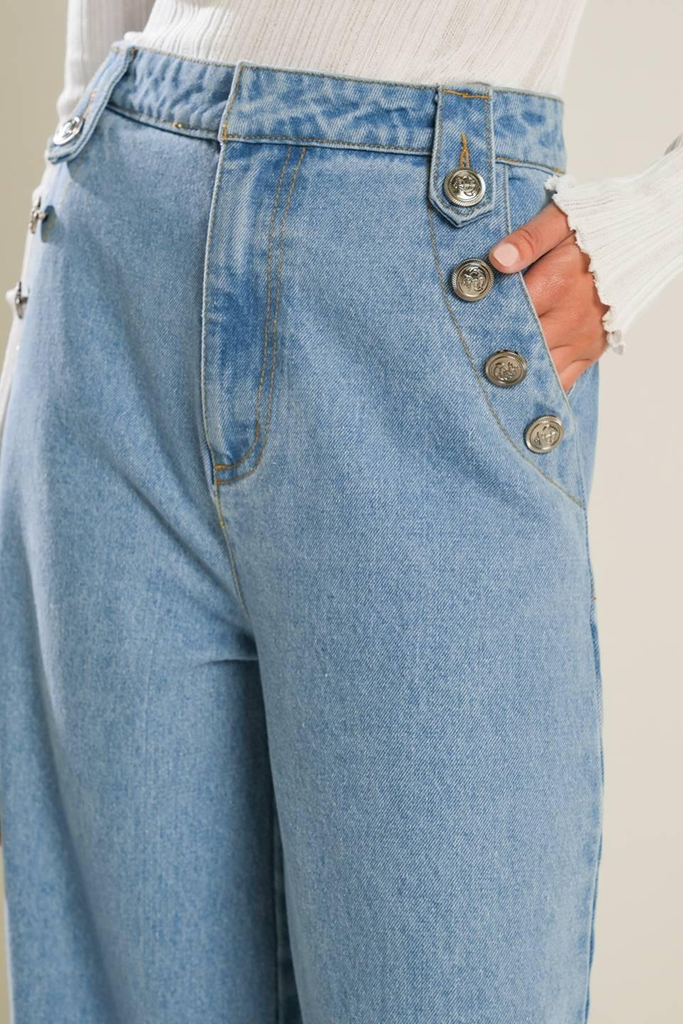 Adventure Awaits Denim Pants in blue, view 4 — Soul Flow Apparel