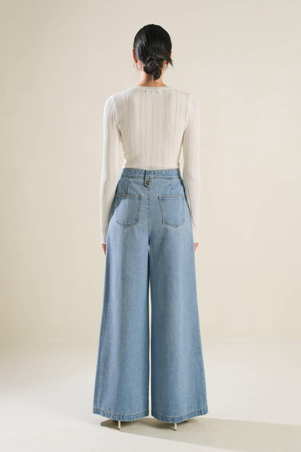 Adventure Awaits Denim Pants in blue, view 6 — Soul Flow Apparel