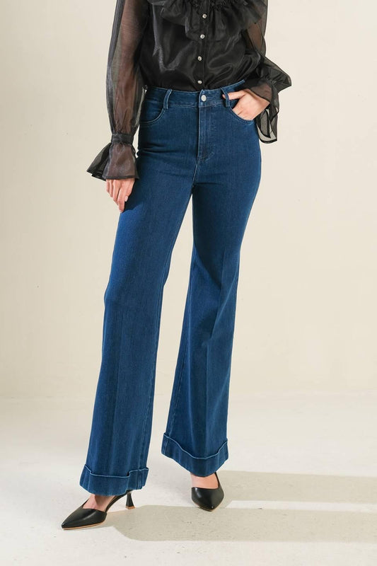 Our Greatest Love Denim Pants in medium indigo, view 1 — Soul Flow Apparel
