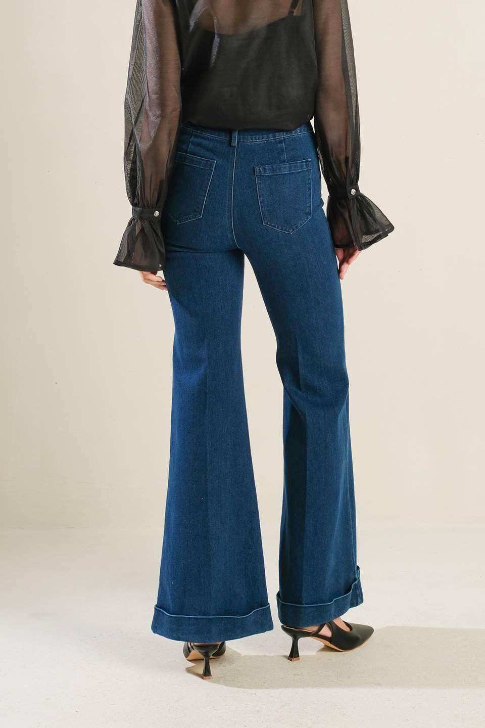 Our Greatest Love Denim Pants in medium indigo, view 2 — Soul Flow Apparel