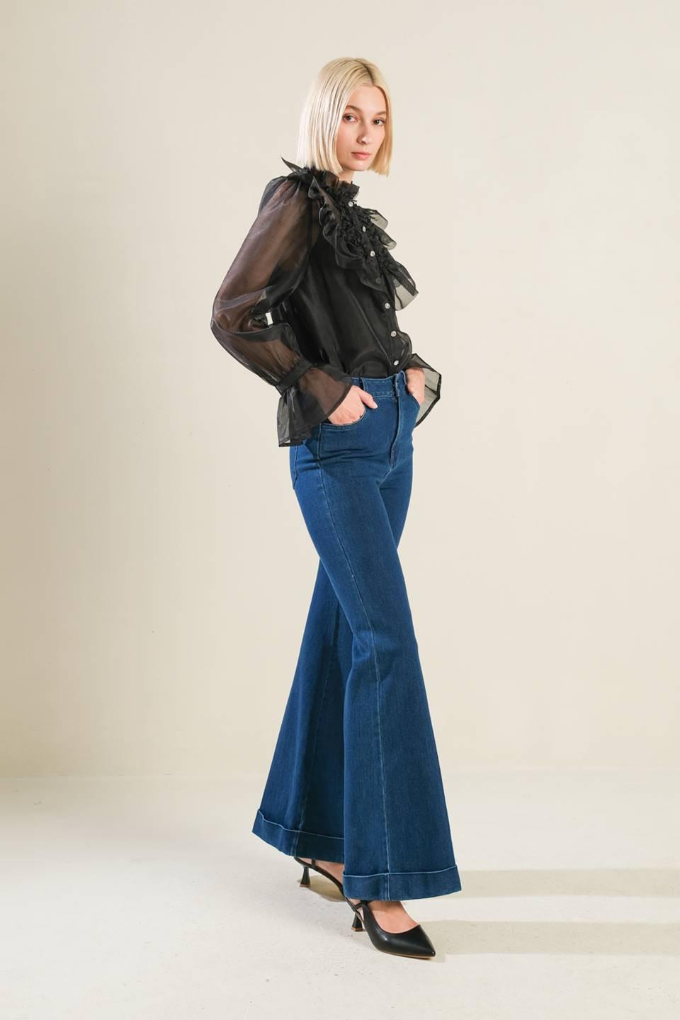 Our Greatest Love Denim Pants in medium indigo, view 3 — Soul Flow Apparel