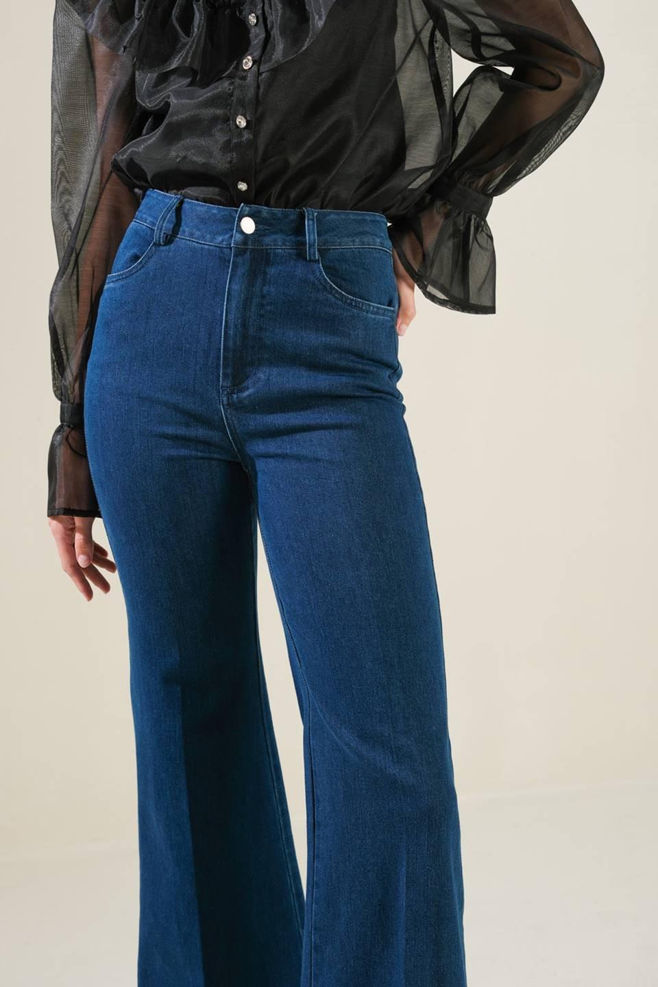 Our Greatest Love Denim Pants in medium indigo, view 4 — Soul Flow Apparel